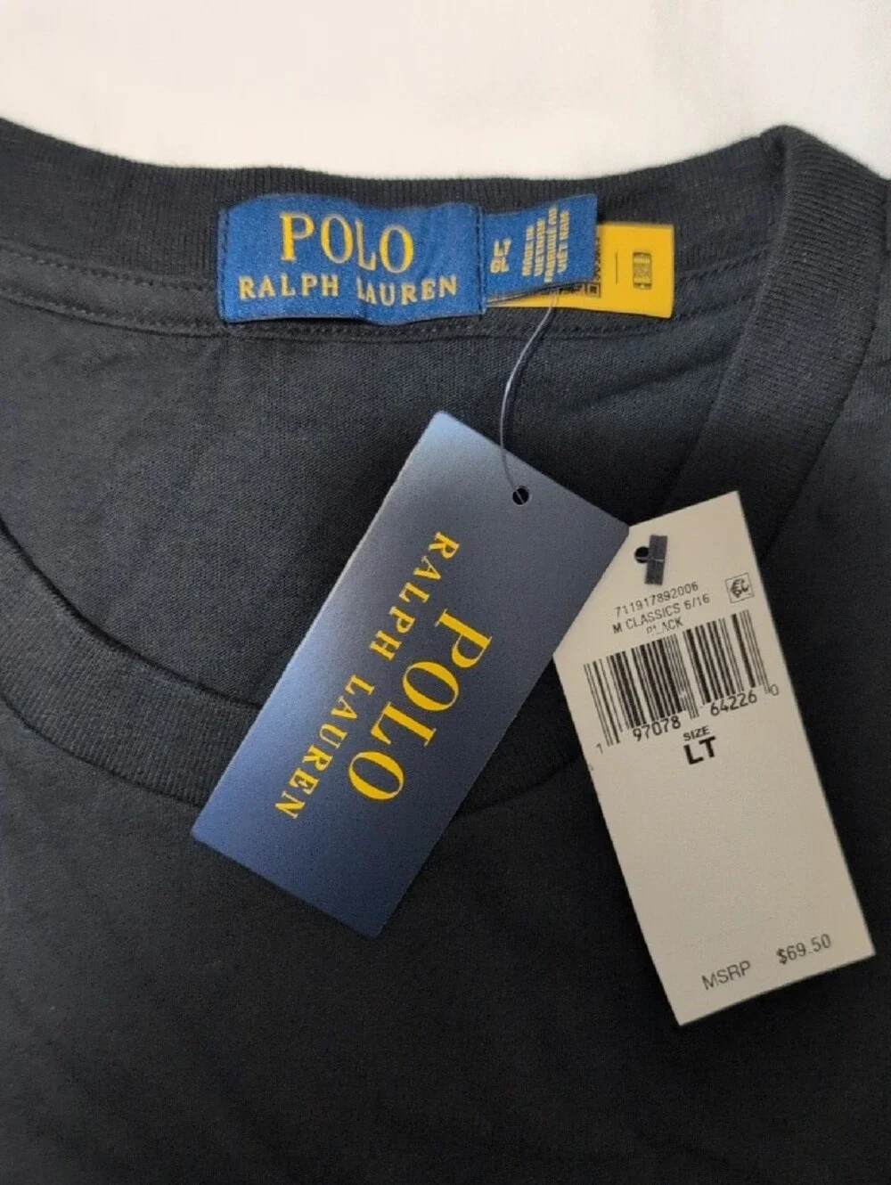 Polo by Ralph Lauren Black Tee with Cream-Outlined POLO